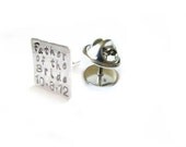 Square Father of the Bride Groom Tie Tack Silver Lapel Pin Personalized Custom Accessory Gift for Groom Man Father Dad Groomsman  tux studs