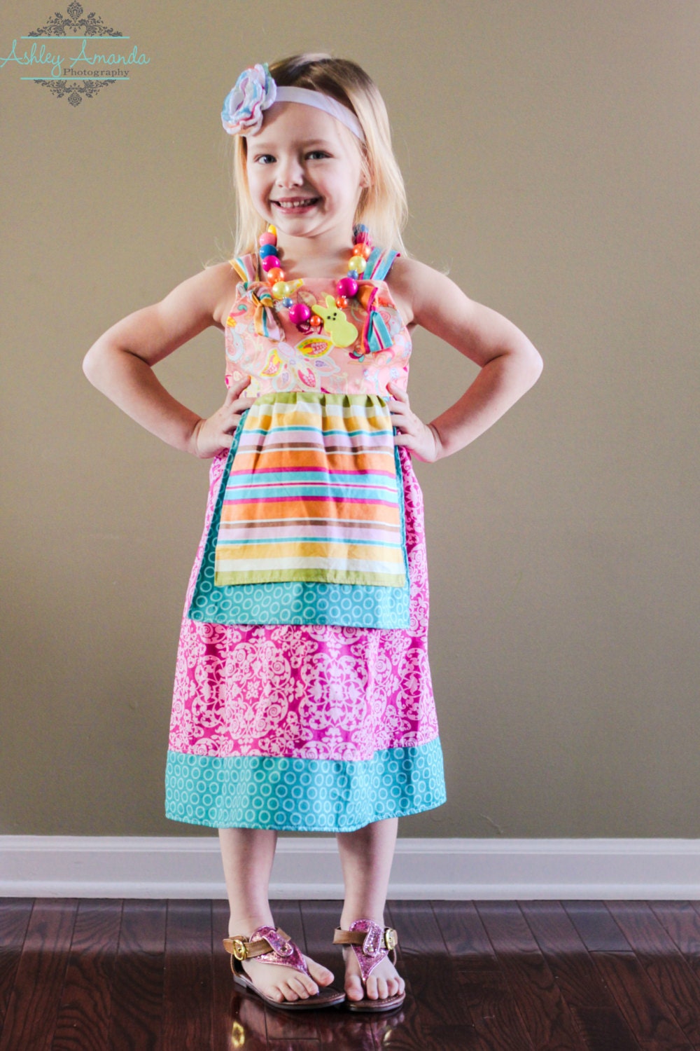 Berrylicious Girls Dress Apron Knot Dress 12m 18m 24m 2T 3T 4T 5 6