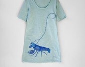 French Pet Lobster Tshirt Dress, Mint Green, swimwear coverup, T shirt Dress - womens mint summer fashion, nautical, womens beach clothing