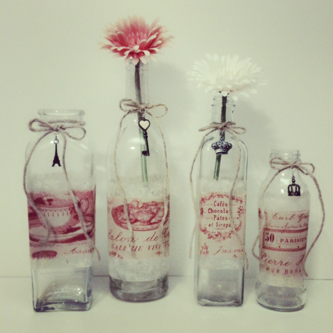 Vase,Wedding Vase,Wedding Decor,French Country Wedding,Flower Bottle,Flower Vase,Tall Glass Bottle, Shabby Chic Wedding