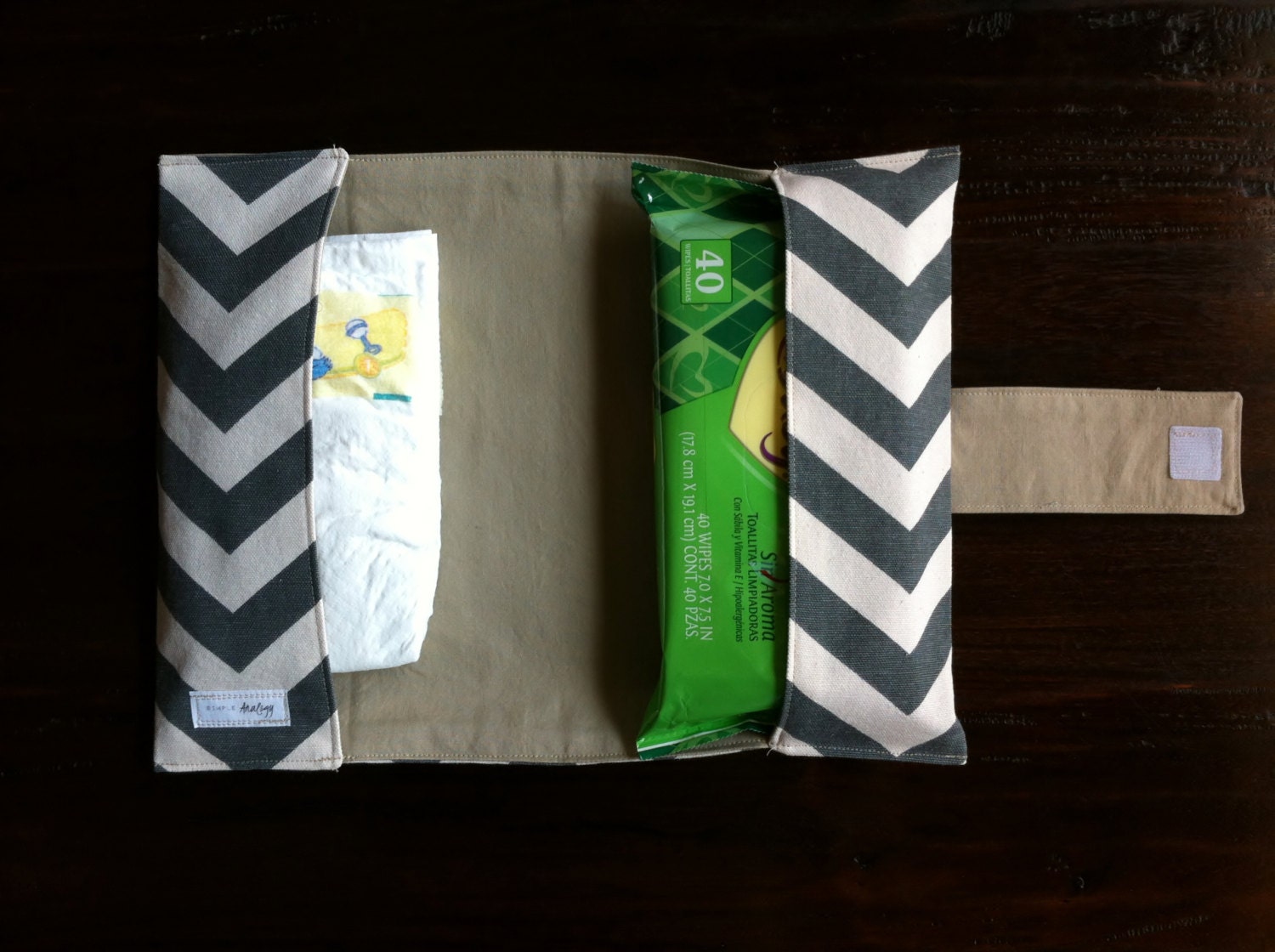 On-The-Go Diaper Clutch Gray Chevron Canvas