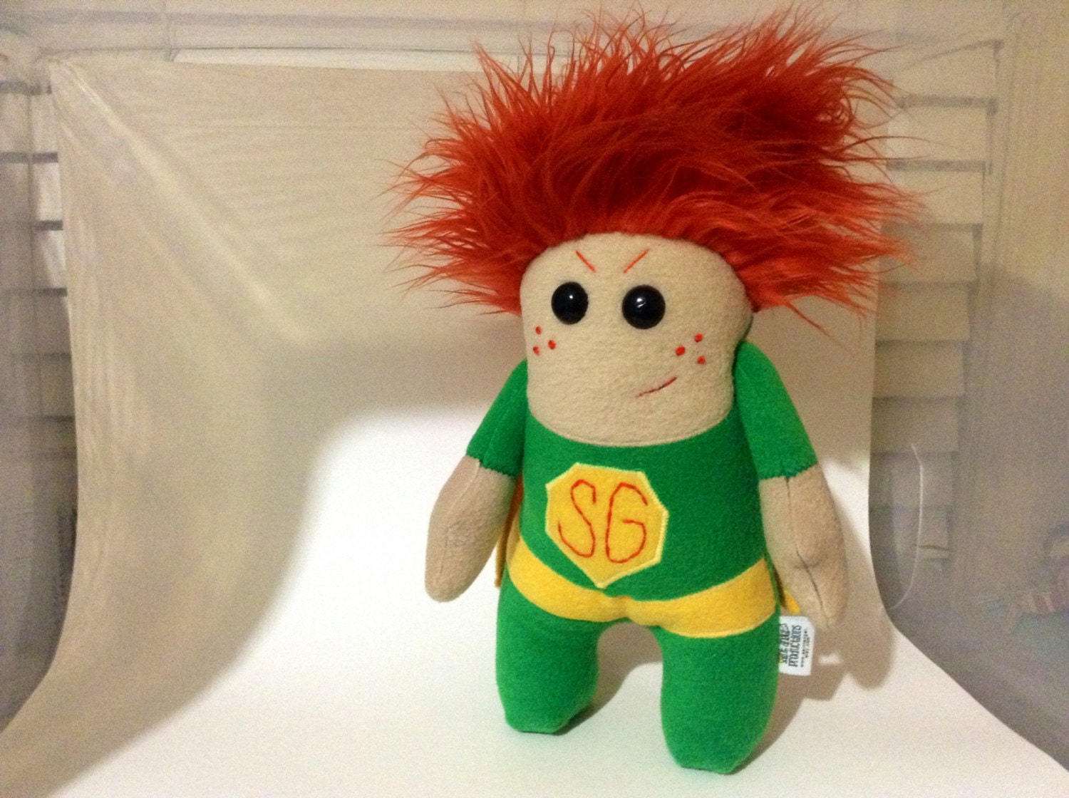 Stuffed Super Ginger, Redhead Superhero- READY TO SHIP