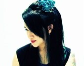 Kanzashi Flower Hair Bouquet - Teal Trio