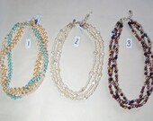 Triple strand freshwater pearl and sterling silver necklace