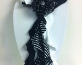 Jersey curly scarf in my Black and White Polka Dot Stripe mix
