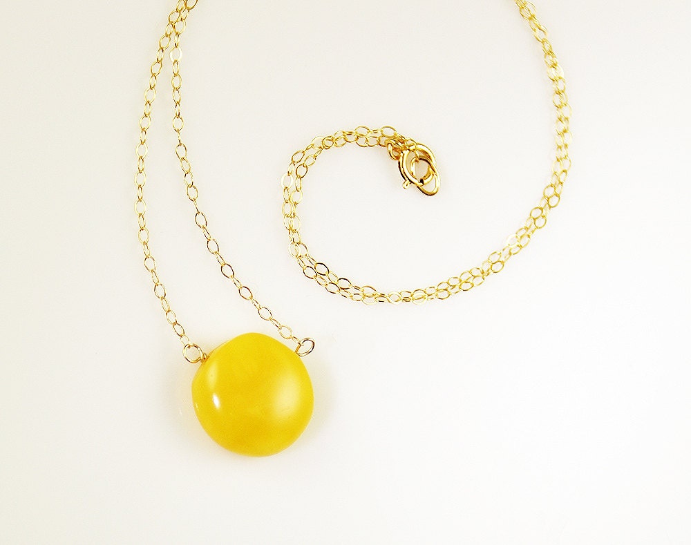 Beautiful Butterscotch Egg Yolk Baltic Amber Pendant - AAA - 14k gold