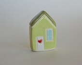 Miniature Little House green Ceramic Clay