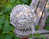 Deposit on a champagne pearl brooch bridal bouquet--made to order wedding bouquet