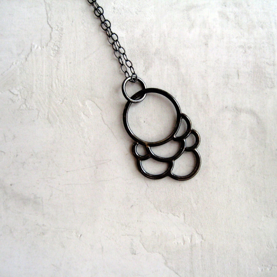 Small Black Cumulus Pendant  on 18 inch Sterling Chain