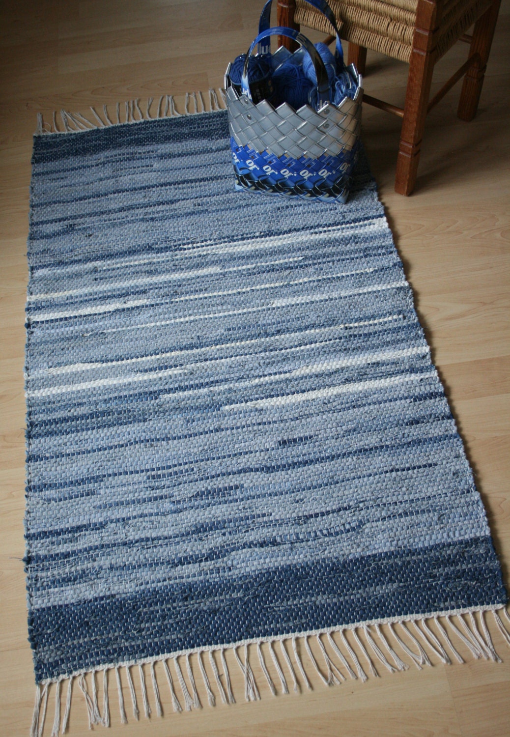 DENIM TAKE TWO -- Hand-woven rug made from recycled blue jeans