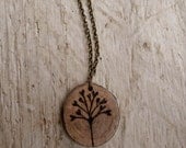 Leaf Stem Necklace -  Natural Wood Pendant - Woodland Jewellery