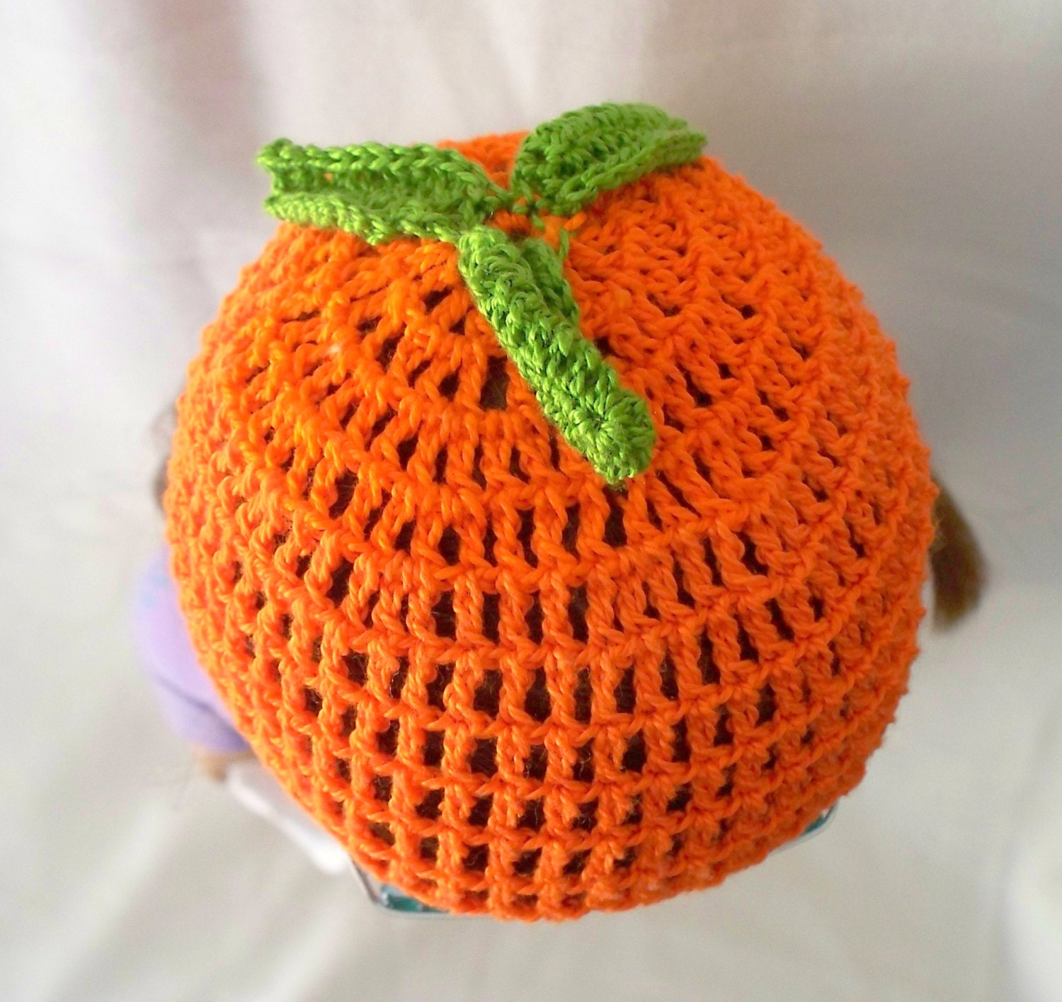 Crochet Doll Hat - Delicious Ripe Orange - Fits 18 inch doll or American Girl Doll