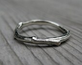 Twig Band, White Gold, 2mm wide