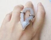 Large Geode Ring Statement Ring Rustic Jewelry Drusy Ring Druzy Ring Wrapped Jewelry DanielleRoseBean Large Cocktail Ring Statement Ring