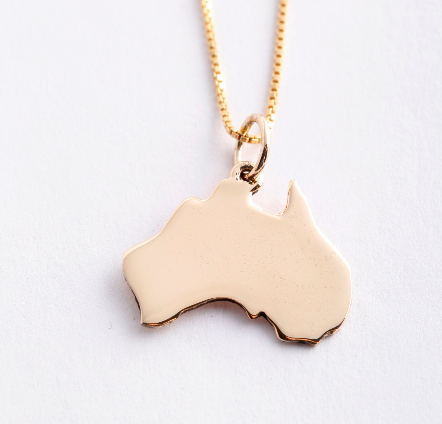 14K Solid Gold Australian Map Pendant or Charm