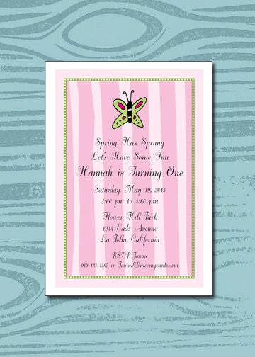 Girl Birthday Invitation - Spring Butterflies  - 15 Personalizeds Party Invites - Eco Friendly