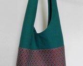 Sling Bag, Shoulder Bag, Purse, Handwoven, Teal Red Currant