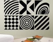 Geometric wall decal patterns abstract art circles, stripes, vinyl wall stickers home decor