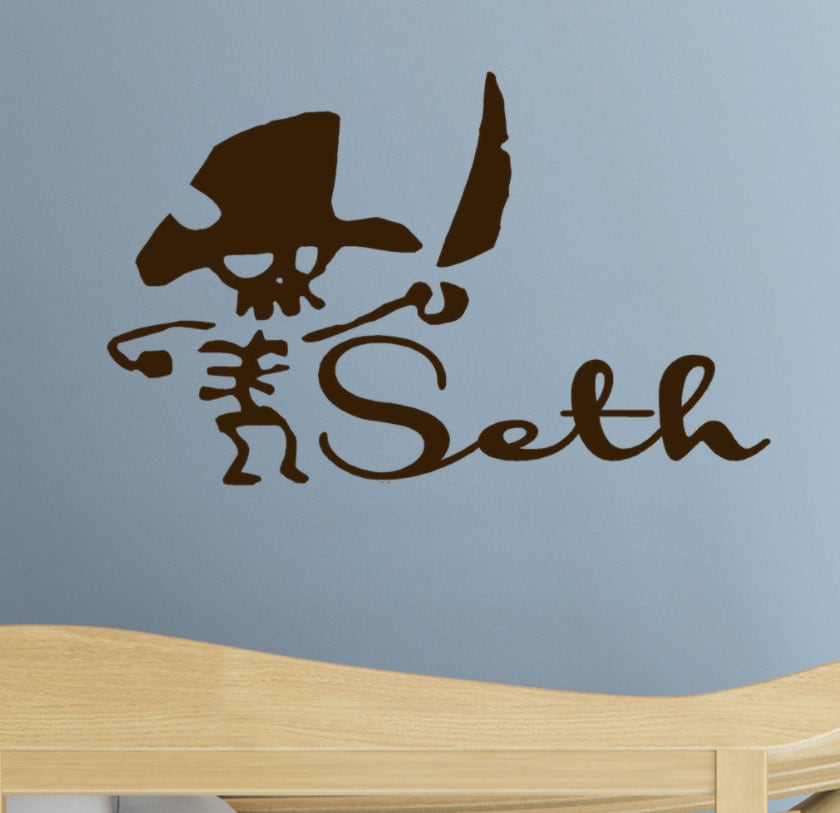 Pirate wall decor Decal Kids name Monogram vinyl by HouseHoldWords