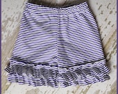 Purple and white stripe knit double ruffle shorts LIMITED EDITION 18 24 2 3 4 5 6 7 8