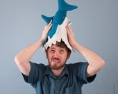 Plush Fleece Shark Hat - Dark Teal CHOMP CHOMP CHOMP