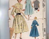 1950s Vintage Sewing Pattern McCalls 9385 Misses Dress Negligee Unlined Jacket Housedress Size 14 Bust 32 1954 50s