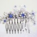 Wedding Hair Comb Blue Wedding Hair Accessories Something Blue Pearl Rhinestone Flowers   SABINE Choose your Blue