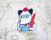 Mr. Pierre -Hand drawn brooch