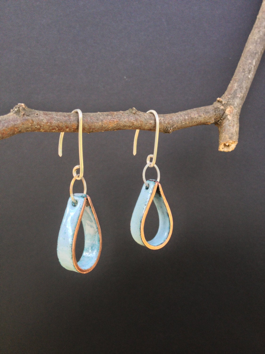 Storm Blue  Drop Enameled Earrings. Enameled Jewelry. Gifts Under 50.00