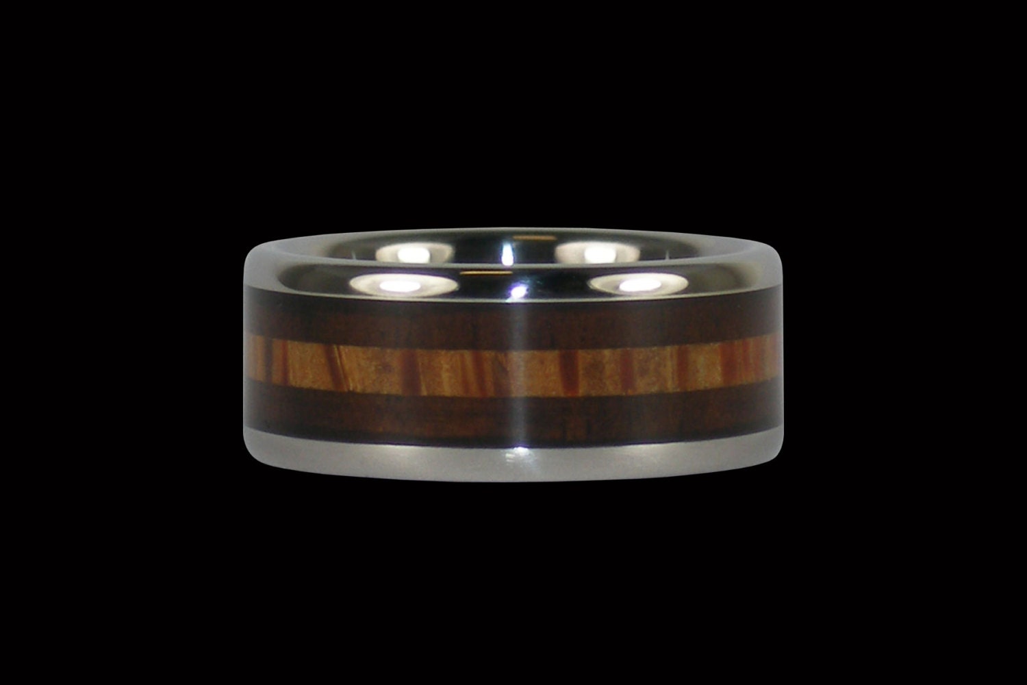 Hawaii Titanium Rings Wood Hawaiian Wood Inlay Design