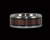 Hawaii Titanium Ring Black Ebony Wood and Kingwood inlay Titanium Ring