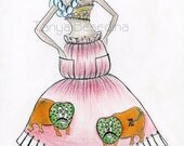 Orange Cows Print from my original illustration 8x10 by Tanya Besedina