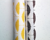 Hand Printed Fabric Metre of Chocolate Brown Bird Brolly organic cotton