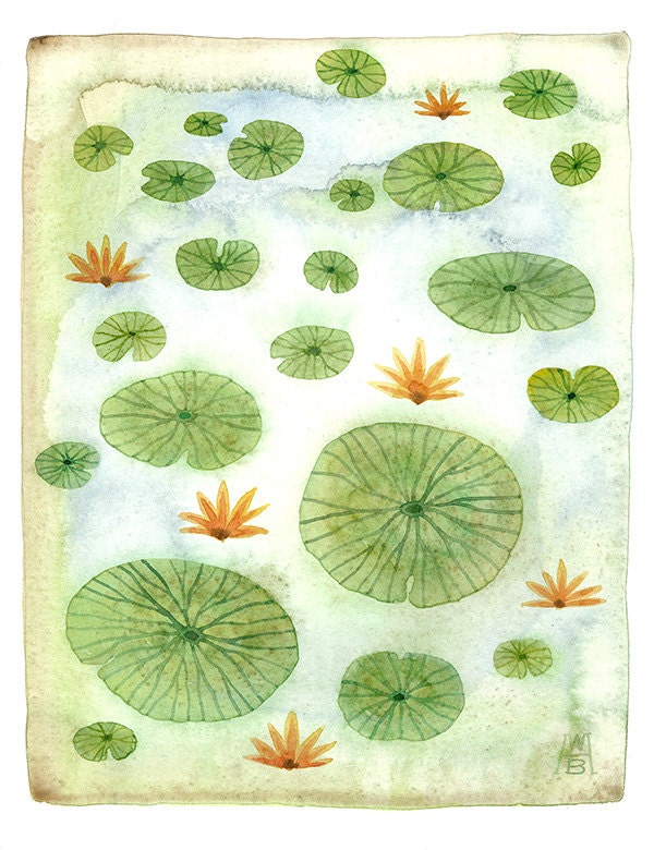 lily pond art original watercolor painting
