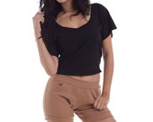 Essential Crop Top Tee -  Womens Black Shirt