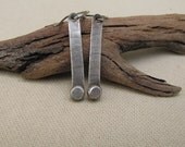 Modern Dimple Dot Sterling Silver Bar Earrings. Dew Drop Dangle Earrings. Minimalist Jewelry