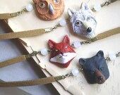 Animal Head Faux Leather Wrap Bracelet, Owl, Bear, Fox, Wolf, Nature, Woodland, Wilderness, Your Choice- Animal Instinct