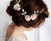 cream flower hair pins, mauve pink bridal accessories, ivory wedding hair flower - MINUET - mint green bridal accessories, vintage wedding