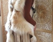 Wolf totem headdress - real golden wolf full skin fur totem dance costume headdress mask with all legs, paws and claws and fangs
