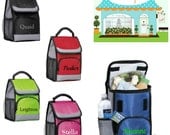 Personalized Insulated Lunch Tote with Side Mesh Pocket Pink Green Blue Red Black You Choose Color