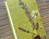 Blank Pressed Flower Garden Journal Coptic Stitch Green With Flowers Sketchbook