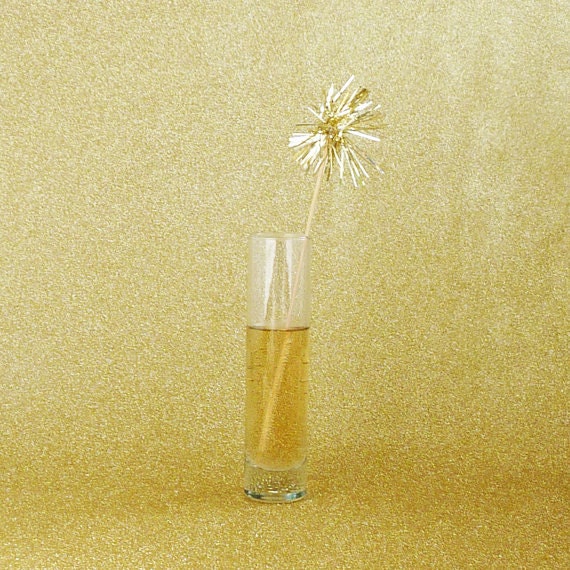 Gold or Silver Tinsel Drink Stirrers : Set of 50
