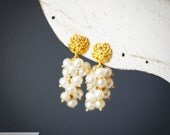 Vermeil Gold Freshwater Pearl Cascade Earring Bridal earring Bridesmaid gift Wedding jewelry