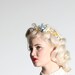 Floral haircomb - 'The Gardener Sits Still' comb in blue/yellow/ivory
