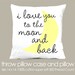Custom i love you to the moon and back  throw pillow and removable pillowcase new baby gift