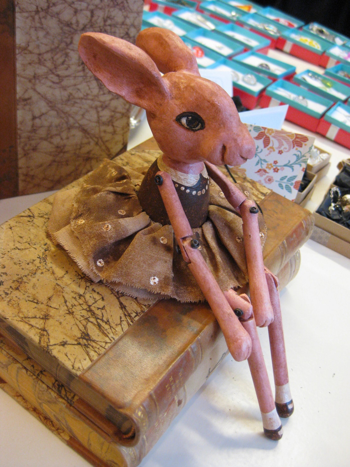 Art doll Annabel paperclay bunny doll