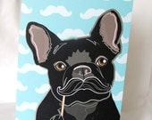 Mustache French Bulldog Greeting Card