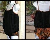 Vintage Swimsuit Bathing Costume Maternity Blouson Seasprite Black Ombre Cheetah