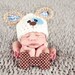 Puppy Hat .. newborn dog hat .. puppy beanie .. newborn photo prop .. doggie and bone hat set .. NEWBORN SIZE