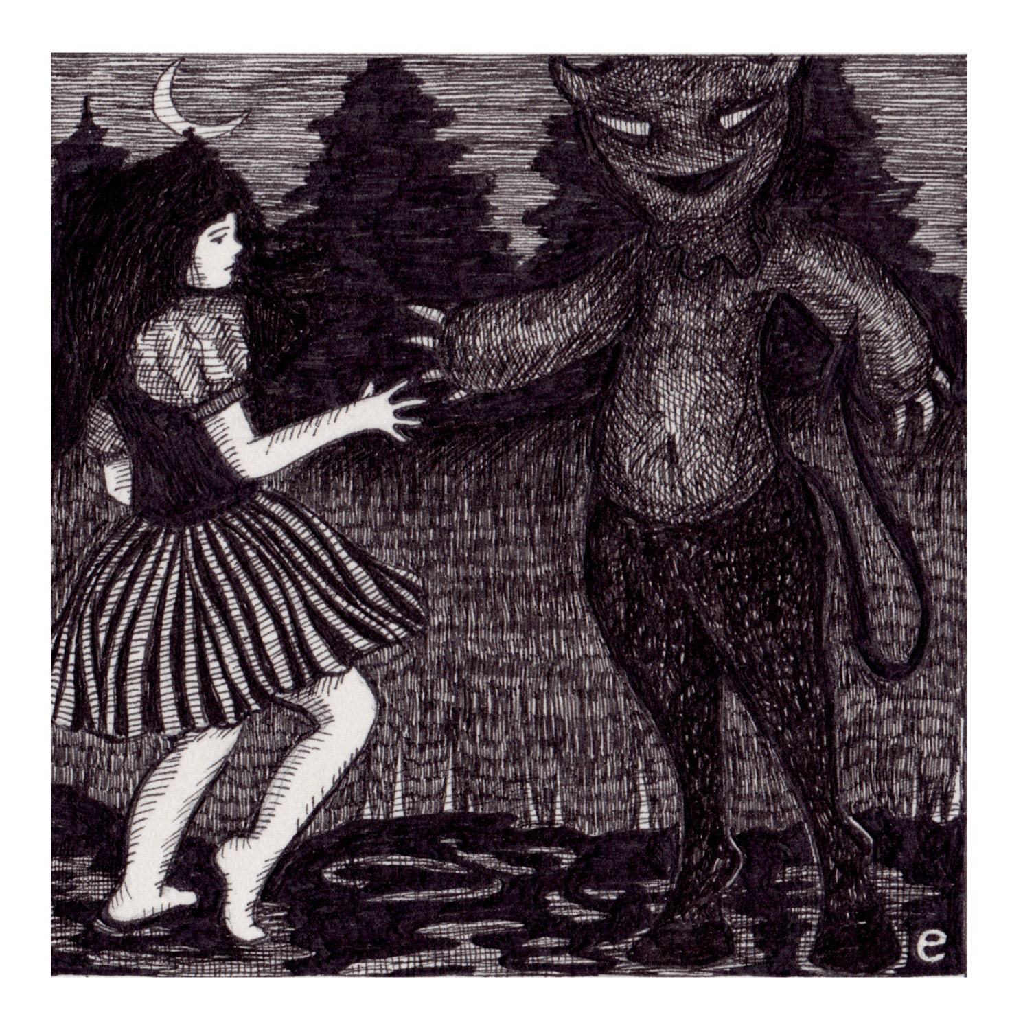 The Dancer  - Original pen drawing / illustration